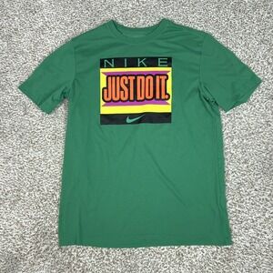 Nike Shirt‎ Mens Medium Green Dri-FIT The Nike Tee Just Do It Graphic Sports Tee